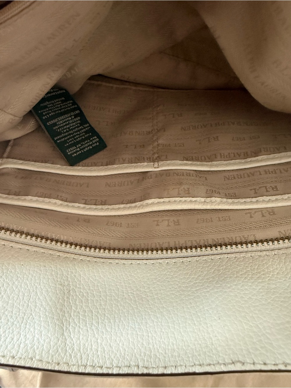 Lauren Ralph Lauren Lowell Tote White Pebbled Leather I - Picture 13 of 16